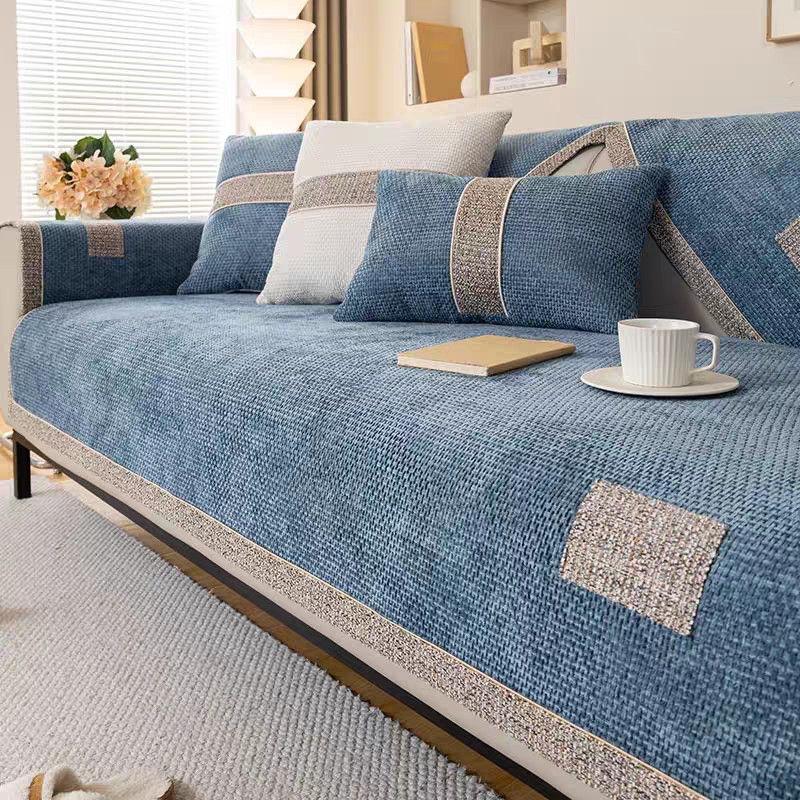 

Soft Waxy Texture Chenille Sofa Cushion Four Seasons Universal Light Luxury Style Sofa Towel Solid Color High-End Seat Cushion 70*70cm
