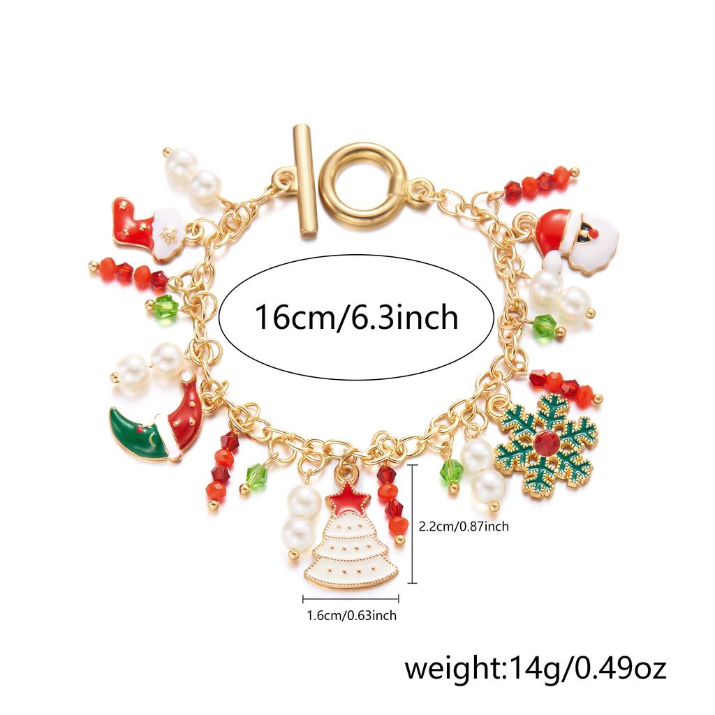Cute Christmas Series Santa Claus Tree Elk Pendant Bracelets for Women Handmade OT Chain Thanksgiving Xmas Party Jewelry Gifts
