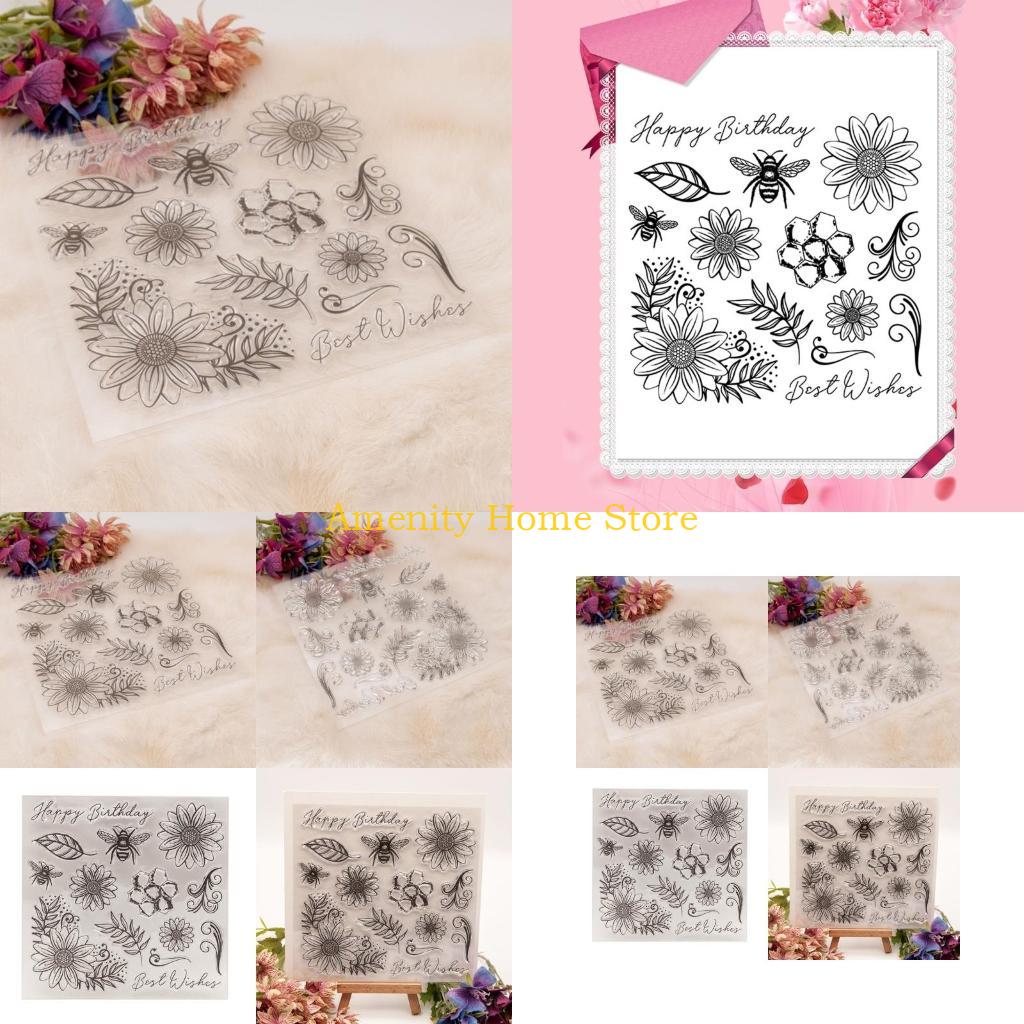 F26C Clear Stamp Seals Flowers Transparent Stamp Leaves Silicone Stamp for Cards Journal Scrapbooking Photo Decorations China Mainland
