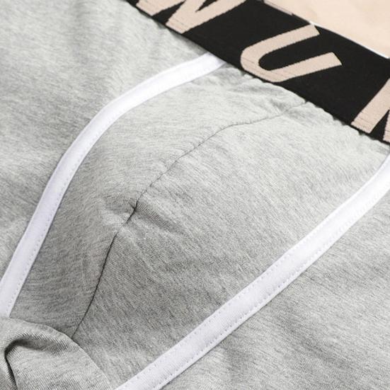 Men Boxer Underwear Elastic Mid-Waist Design Breathable Shorts Briefs Letter Print U-Convex Smooth Wiring Panties