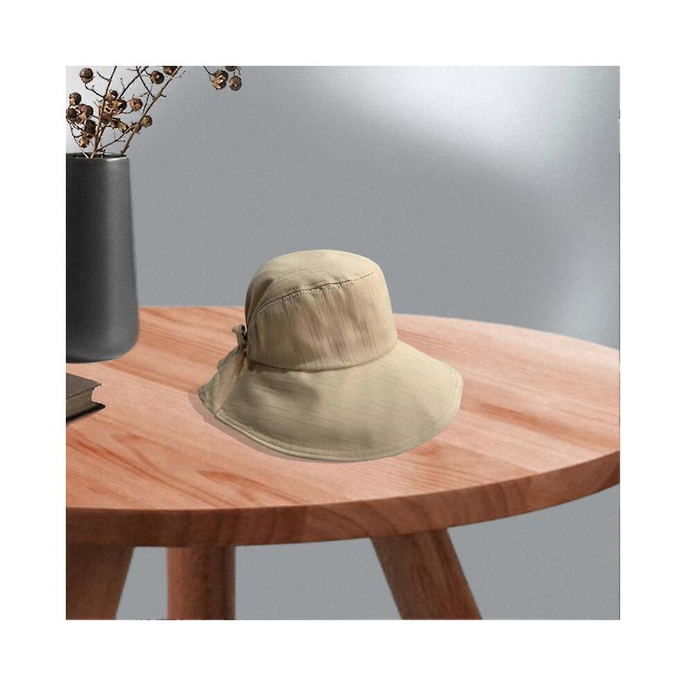 (Black) Women Fisherman Hat Japanese Style Anti-UV Drawstring Adjustable Head Circumstance Sun Hat Daily Headwear