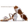 Professional Latin Dance Shoes for Girls and Adults - Mid To Flat Heel, Exam-Level Cha-Cha Shoes, White