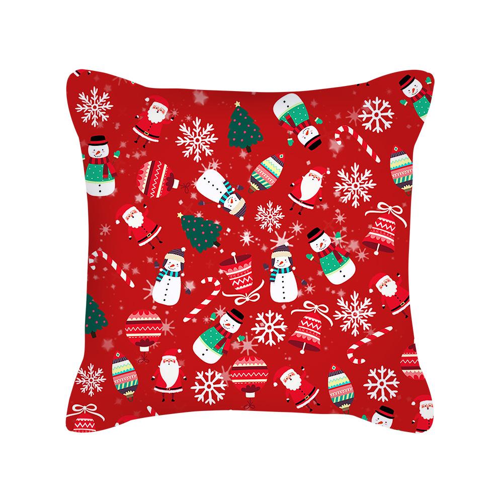 Merry Christmas Decorative Print Pattern Cushion Cover Home Living Room Sofa Decoration Square Polyester Pillow Pillow Cover