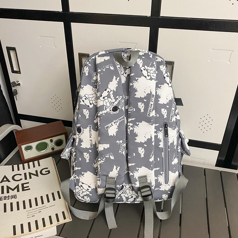 School bag large capacity multi-compartment tide cool junior high school students design sense versatile personality graffiti back