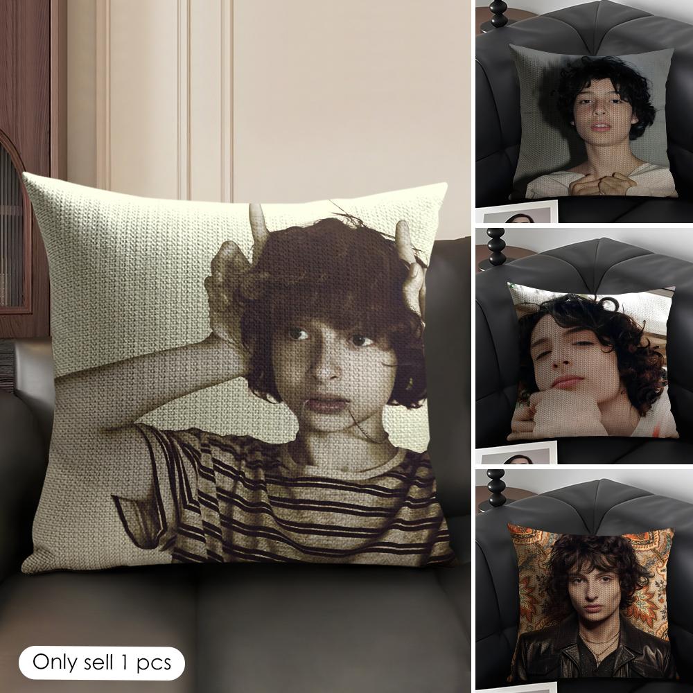 Actor FFinn WWolfhard Cushion Cover Natural Linen Organic Fabric DoubleSided Printing Sofa Home Decor Gift Pillow Case