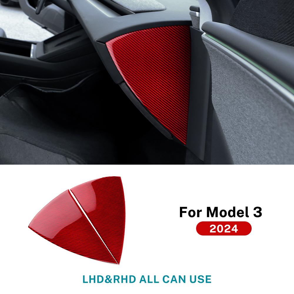 Real Soft Carbon Fiber Sticker For Tesla Model 3 Highland 2025 Car Front Door Slot Panel Interior Trim Decor Accessories