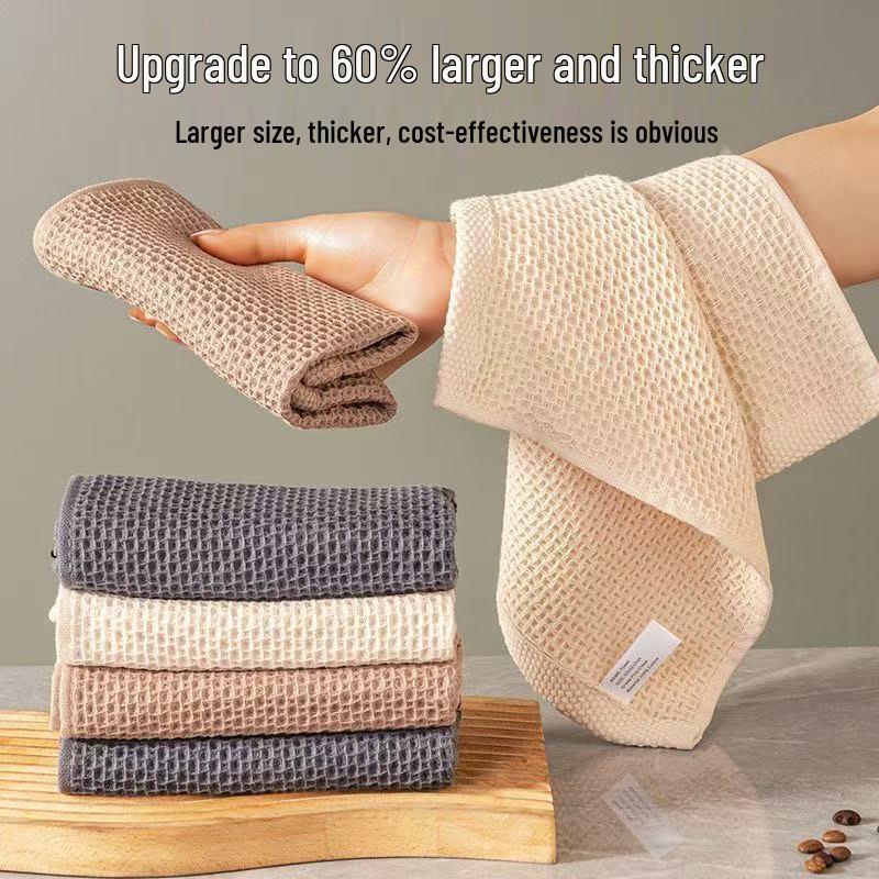 Pure Cotton Waffle Towel - Quick-Dry, Absorbent, Non-Stick Kitchen Cloth