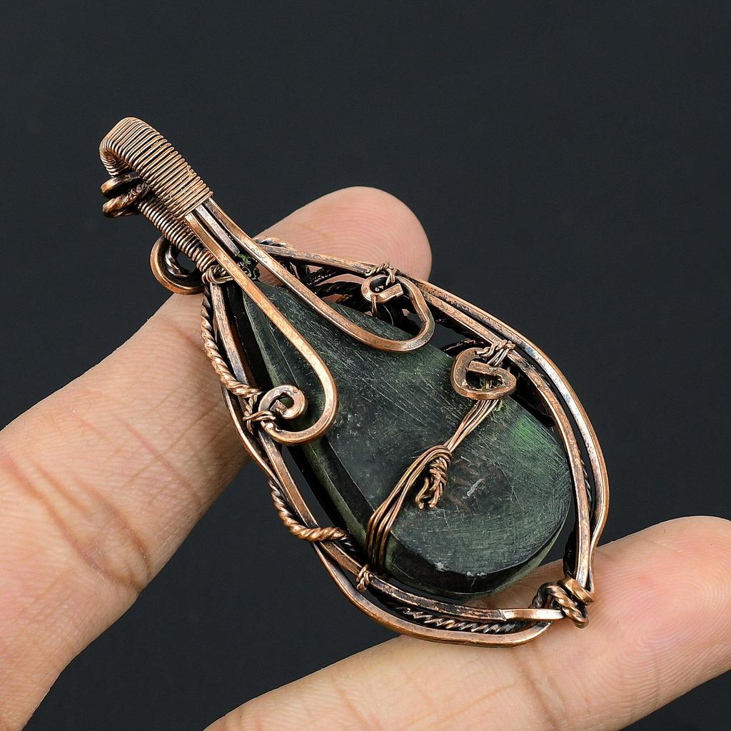 Abalone Shell 999 Copper Wire Wrapped Pendant, Handmade Gemstone Pendant Jewelry, Gifts For Wife Brand New Pendant