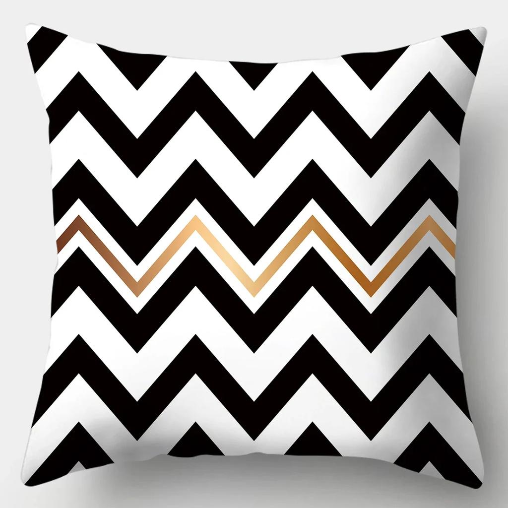 Black White Modern Style Cushion Cover 45x45cm Polyester Decorative Pillow Cover Living Room Bedroom Sofa Bed Pillow Case