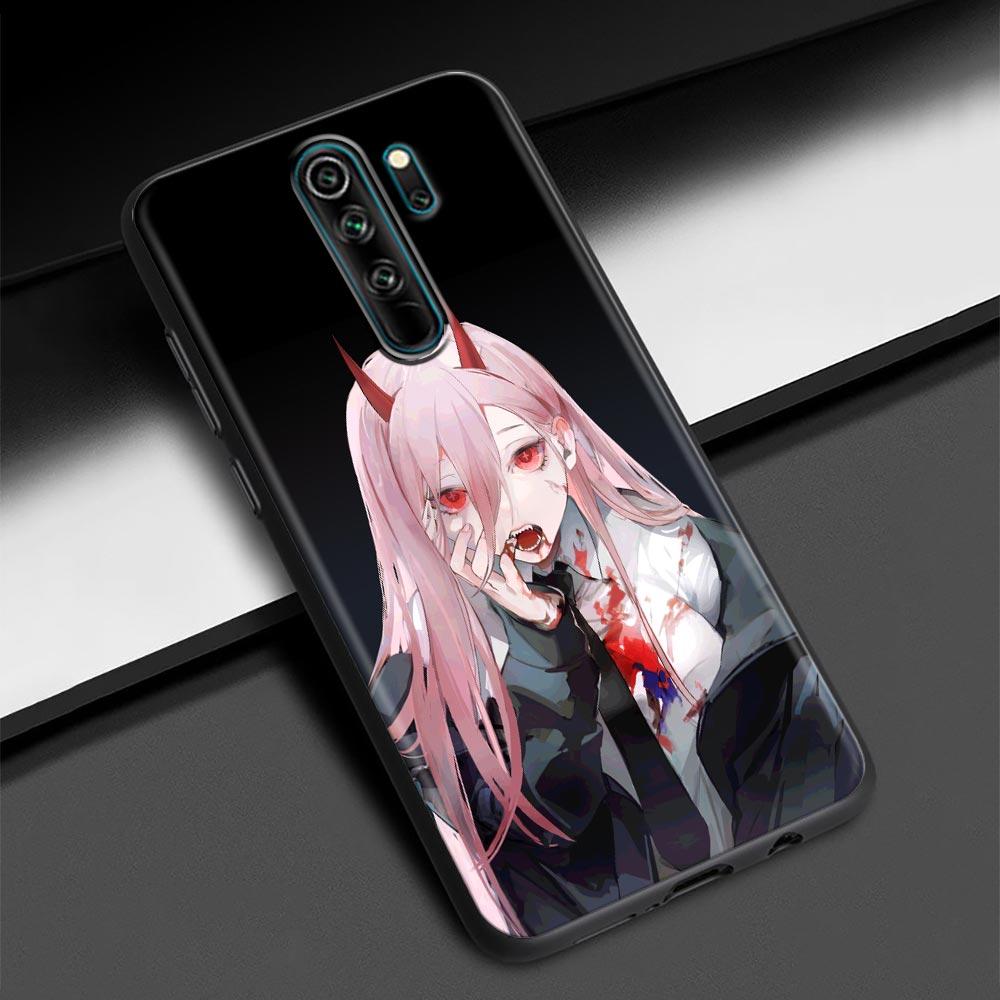 ChainSaw Man Girl Anime Handy Shell für Redmi K40 K40S K50 6 6A 7 7A 8 8A 9 9A 9C 9T 10 10C Pro Plus Schwarz Soft Case Capa