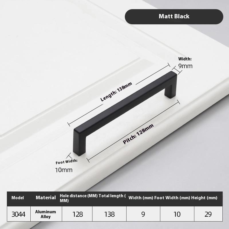 10-33Cm Black Cabinet Handles Stainless Steel Square Closet Drawer Cupboard Pulls Bathroom Door Knobs Furniture Kitchen Handle