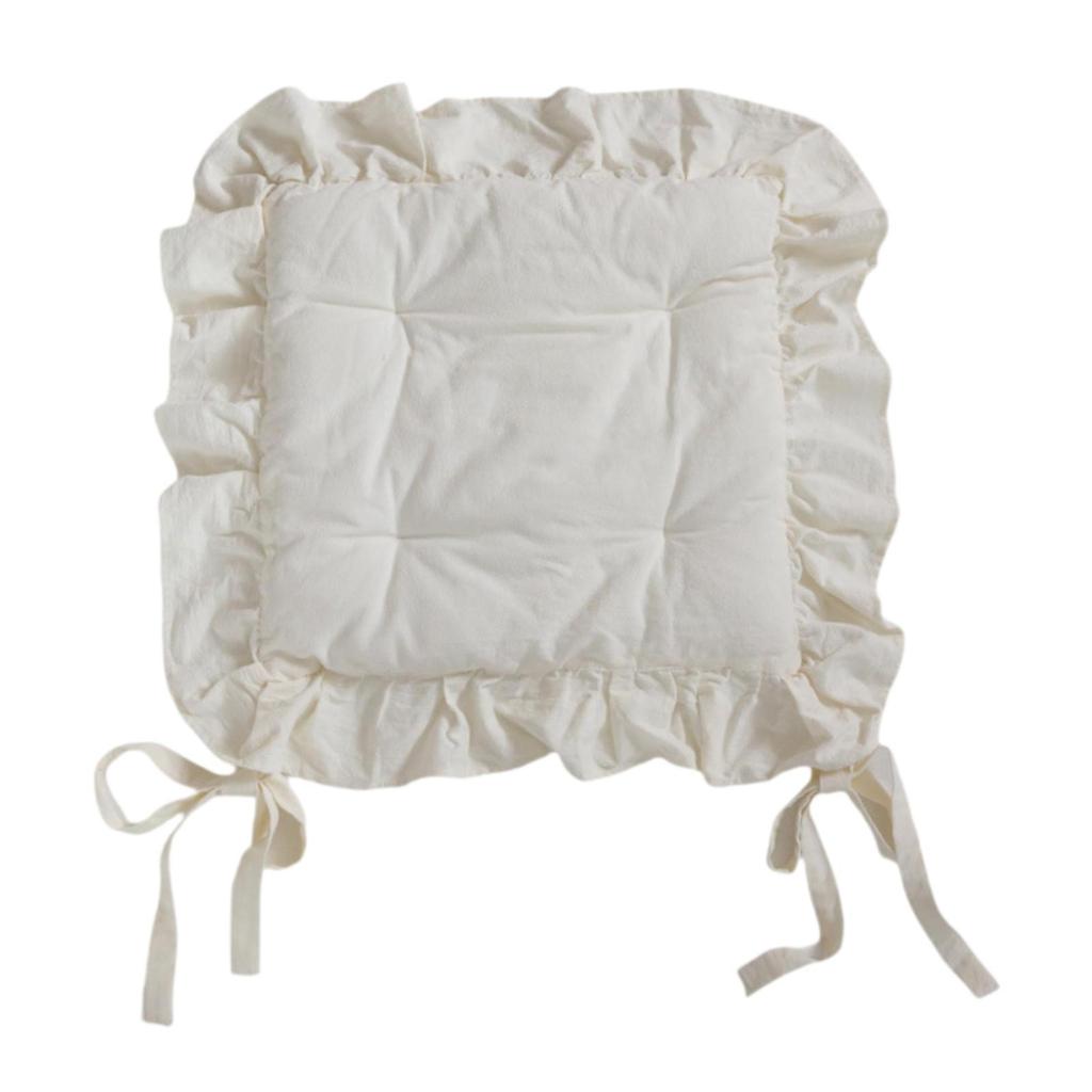 Ruffle Chair Cushion Square Multipurpose Seat Mat Comfortable Ruffles Seat Pad for Country Kitchen Farmhouse Wedding Decor