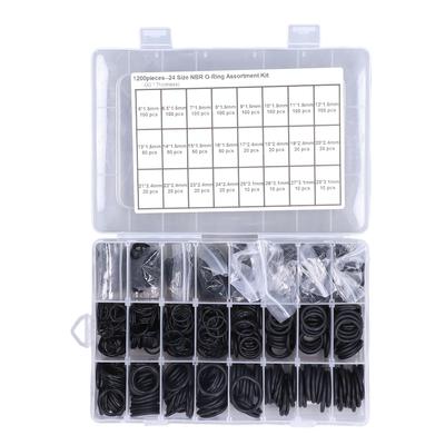 1200Pcs Nitrile Rubber Sealing Gasket Multiple Sizes O Shaped Rings Assortment Kit Black