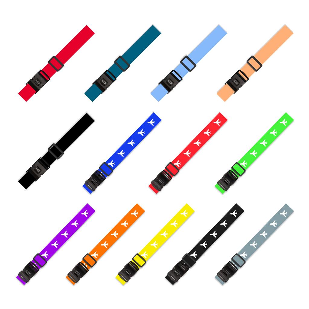 Identifica fácilmente tu maleta con cinturones de embalaje ajustables y candado de código para viajes