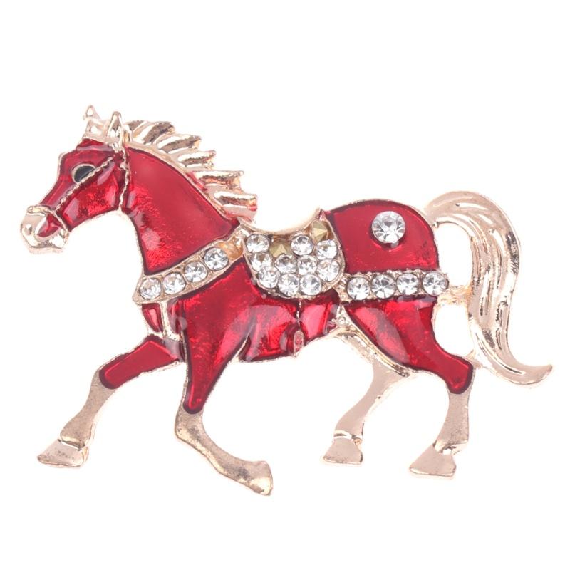 Classic Rhinestone Horse Brooches For Women Versatile Animal Lapel Pins Clothing Corsage Jewelry Accessories New Year Gifts