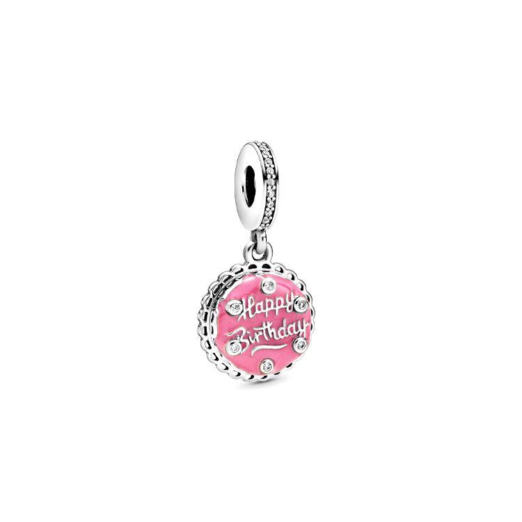 Pandora 925 Silver Pink Birthday Cake Charm Women Charm 798888C01 Silver