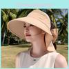 Polyester Wide Brim Sun Hat For Women With Neck Shield Summer Outdoor Sun Protection