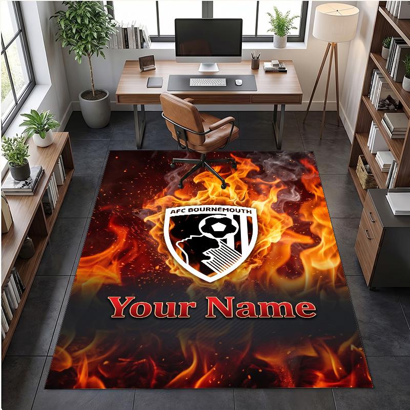 Crystal Velvet Rug Bournemouth Football Print Custom Name Text Floor Mat Home Decor