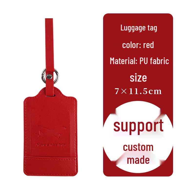 Round Ring Metal Luggage Tag with Extended PU Leather Strap