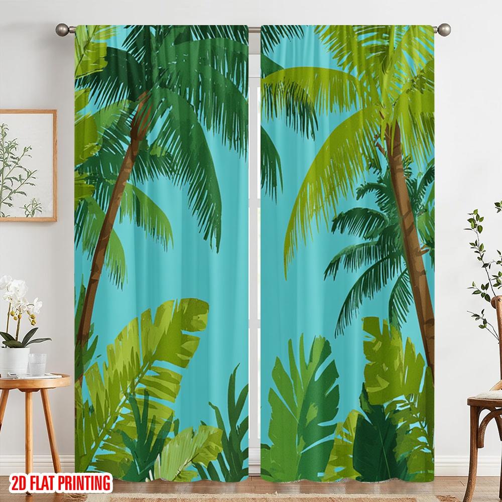 2pcs,2D plane printing Contemporary Curtains Santa Claus with Luggage Swim Polyester Easy Install (without rod) Decorations