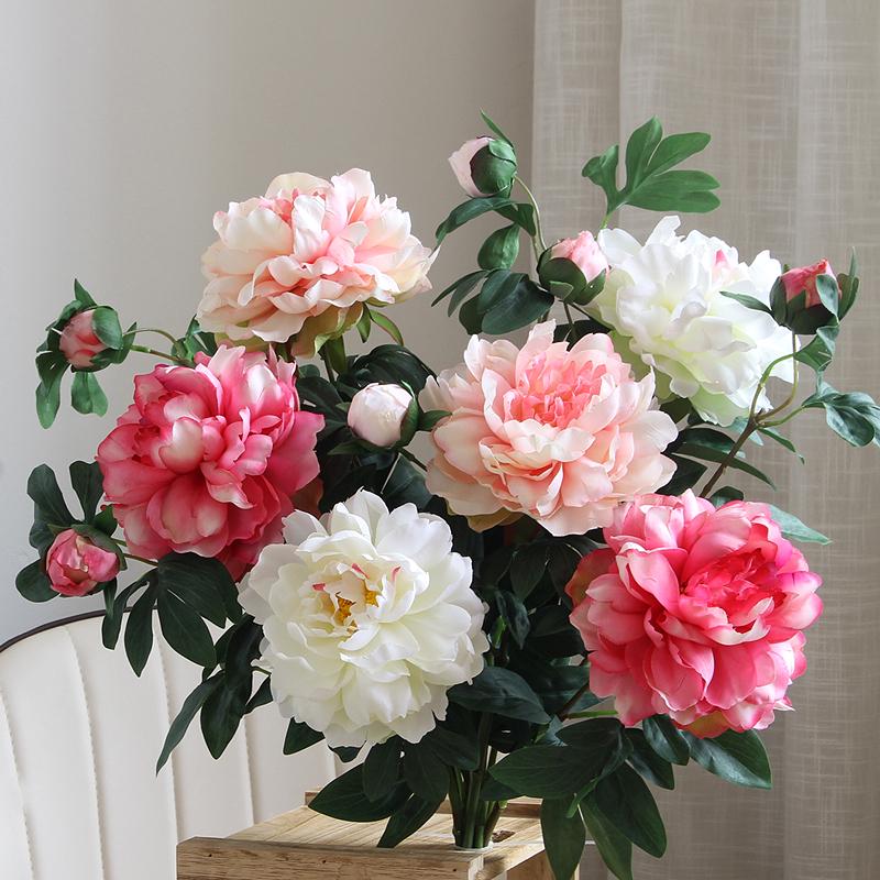 Artificial Peony Silk Flower Arrangement for Living Room and Dining Table Decor