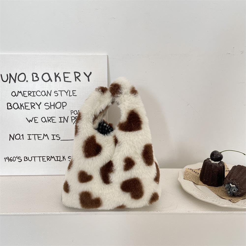 Leopardenmuster Damen Clutch Tasche Weiches Plüsch Herbst Winter Mode Handtasche Tote Aufbewahrung