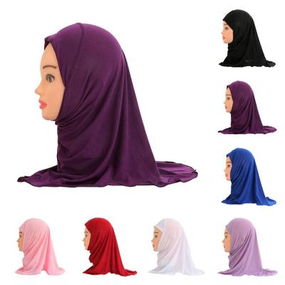 Girls Stretch Material Islamic Scarf Shawls Kids Muslim Hijab 2 To 7 Years Old Children  Turban