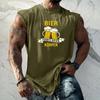 Men Sleeveless Tank Top Loose Fit Casual Streetwear Beer Festival Graphic Printed Muscle Shirt Summer Vacation Workout Gym Vest