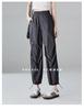 Drawstring pleated workwear, wind tied leg pants, women's 2025 summer thin, loose, versatile, slimming casual pants