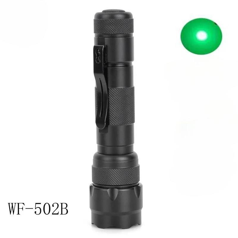 WF-502B 800Lm XM-L T6 1 Mode White/Red/Blue/Green Light Lantern Torch 18650 WF502B Waterproof LED Flashlight Drop Shipping