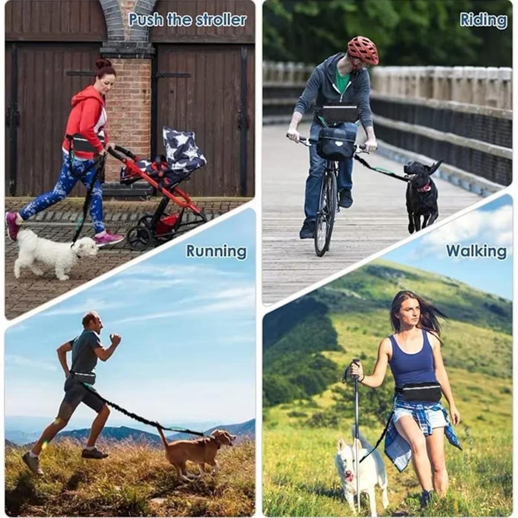 Guinzaglio per cani a mani libere per correre e camminare, guinzaglio riflettente con marsupio, cintura elastica retrattile, corda di trazione per cani, prodotti per animali domestici