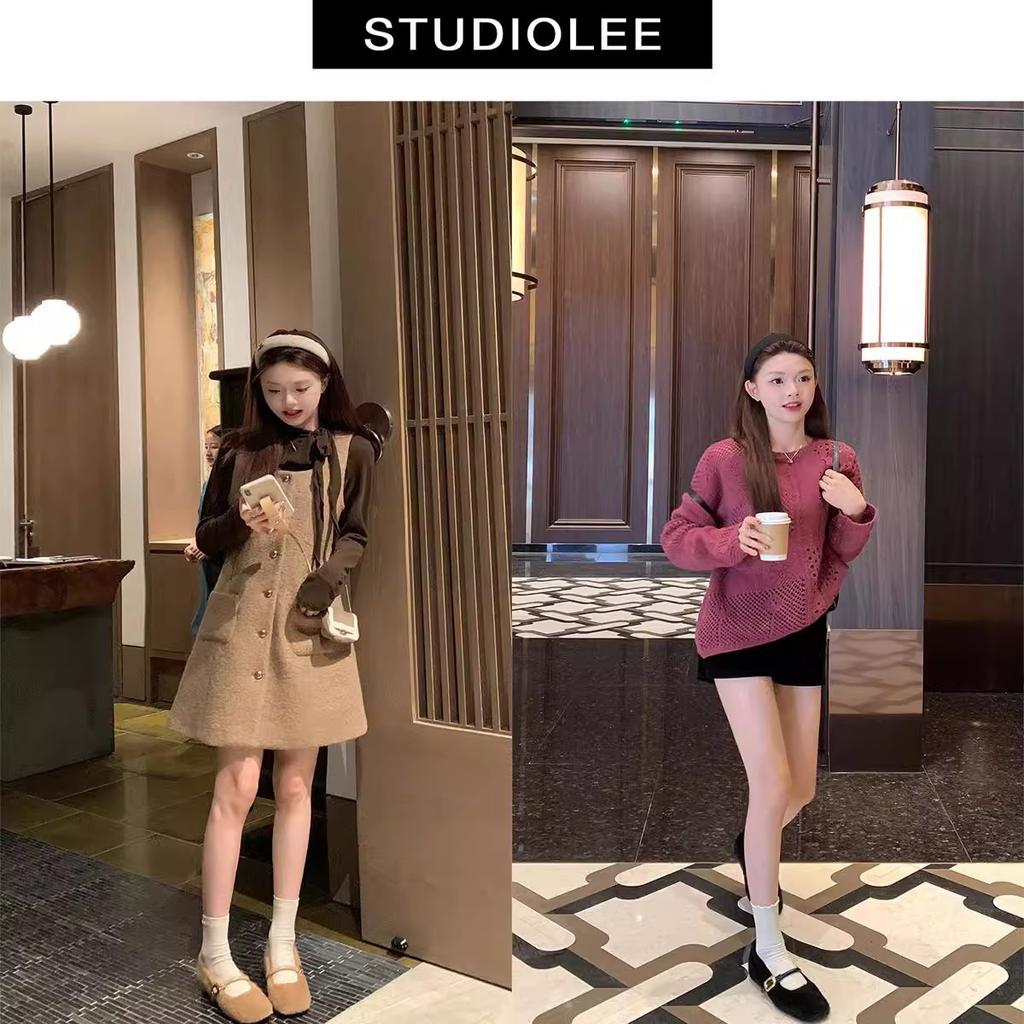 Shoes ballet style one-word belt inner height increase fluffy flat bottom Mary Jane single shoes
