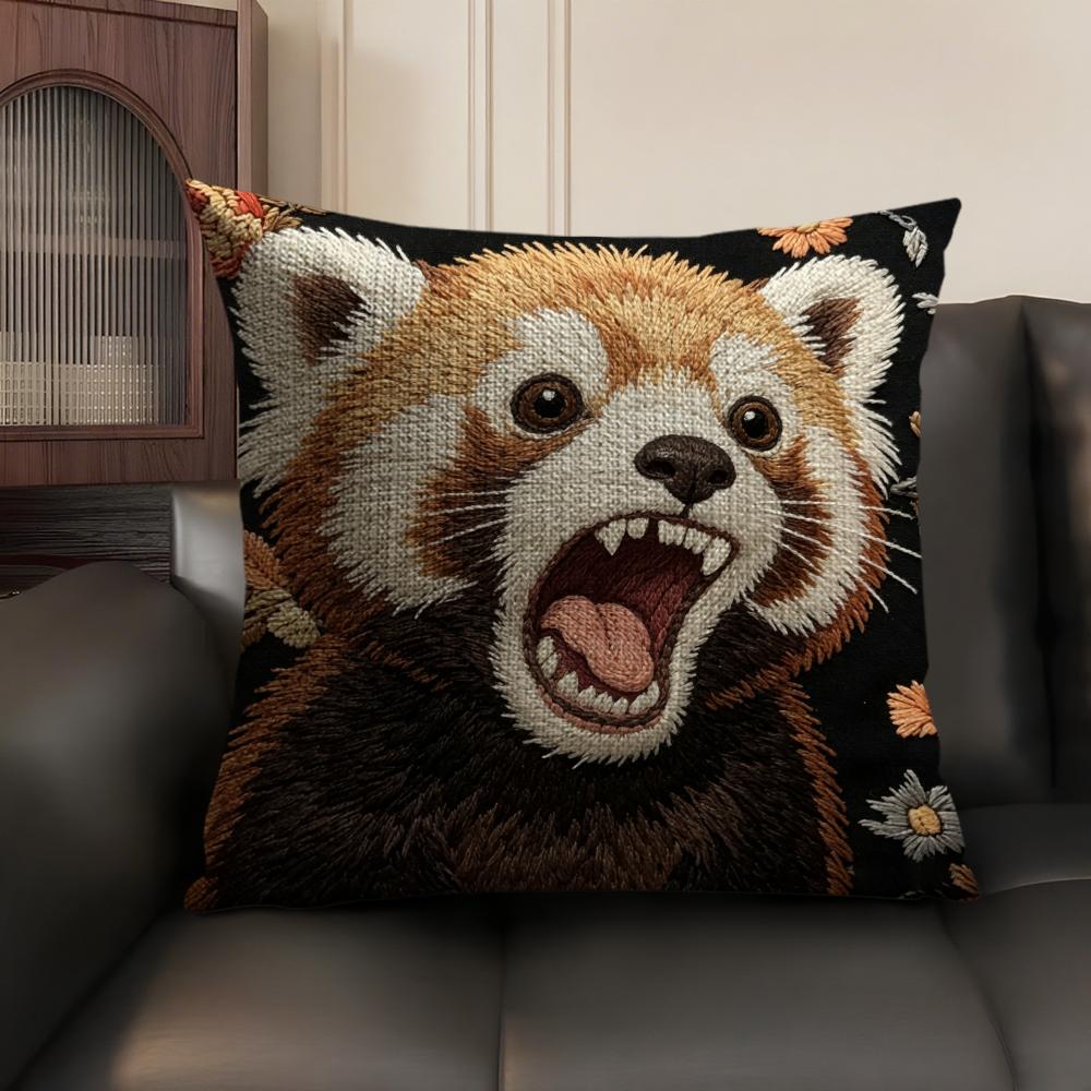 2D Scream Animals Retro Cushion Cover Natural Linen Organic Fabric Double-Sided Printing Sofa Home Decor Gift Pillow Case