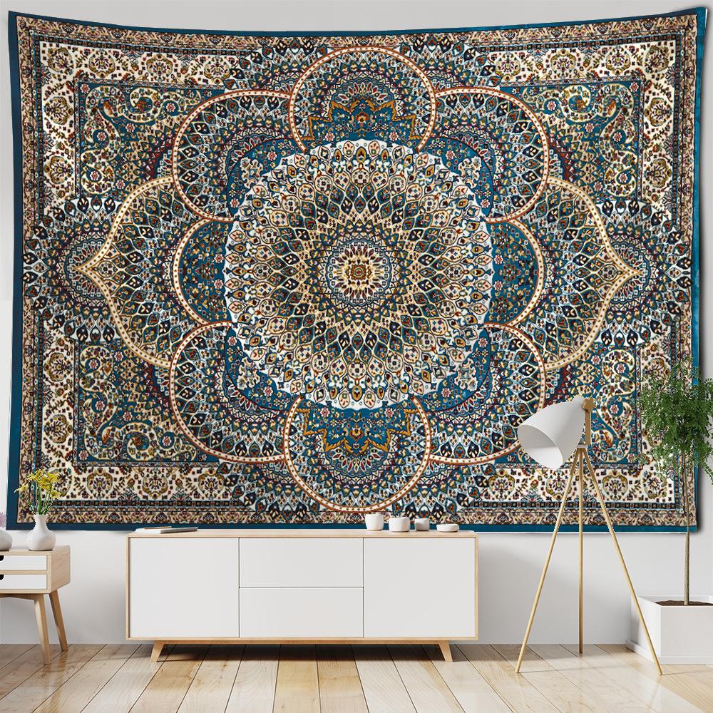 European Retro Mandala Wall Tapestry Bohemian Paisley Print Wall Hanging for Bedroom Living Room Dorm Decor