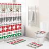 3D Digital Printing Christmas Waterproof Shower Curtain Four-Piece Bathroom Non-Slip Door Mat Toilet Absorbent Floor Mat Carpet