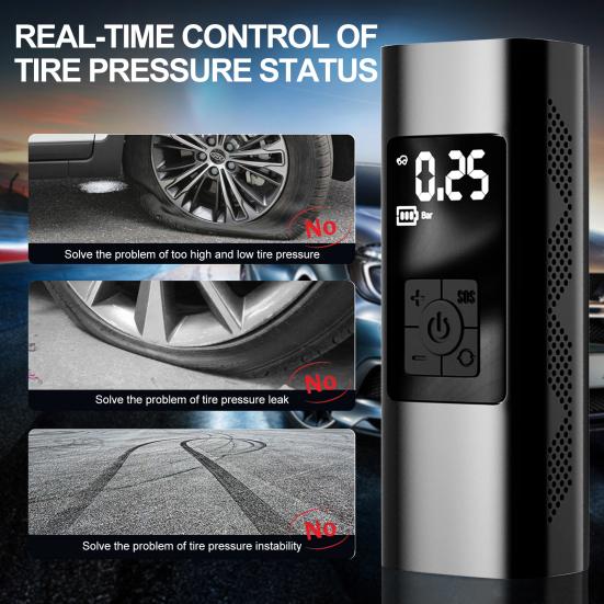 12V Portable Air Compressor 150PSI Rechargeable Mini Electric Tire Inflator Digital Pressure Gauge
