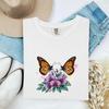 Butterfly Orchid Shirt Animals & Flowers Environment Gift Women Brushstroke Tee Orchid T-Shirt Floral Fan Painted Tshirt Eco Graphic Outline