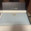 Used PRADA Saffiano Leather Long Wallet Light Blue