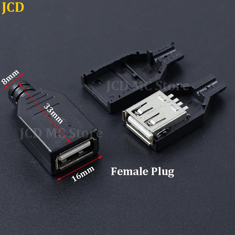 10-50Pcs USB Type A 4Pin Connector Male Female Socket With Black White Plastic Cover USB 2.0 Type-A 4 Pin Soldering DIY Kits