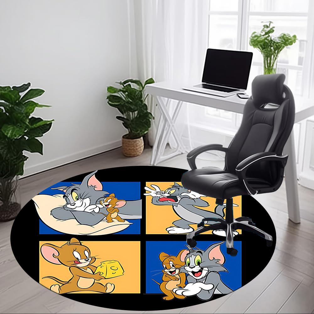 1pc Tom Jerry Office Round Area Rug, Under Office Chairs Bedroom Living Room Home Decor, Room Deco, Available In Various Sizes