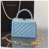 Simple bag Women's hand bag Box bag Delicate plaid chain Crossbody handbag