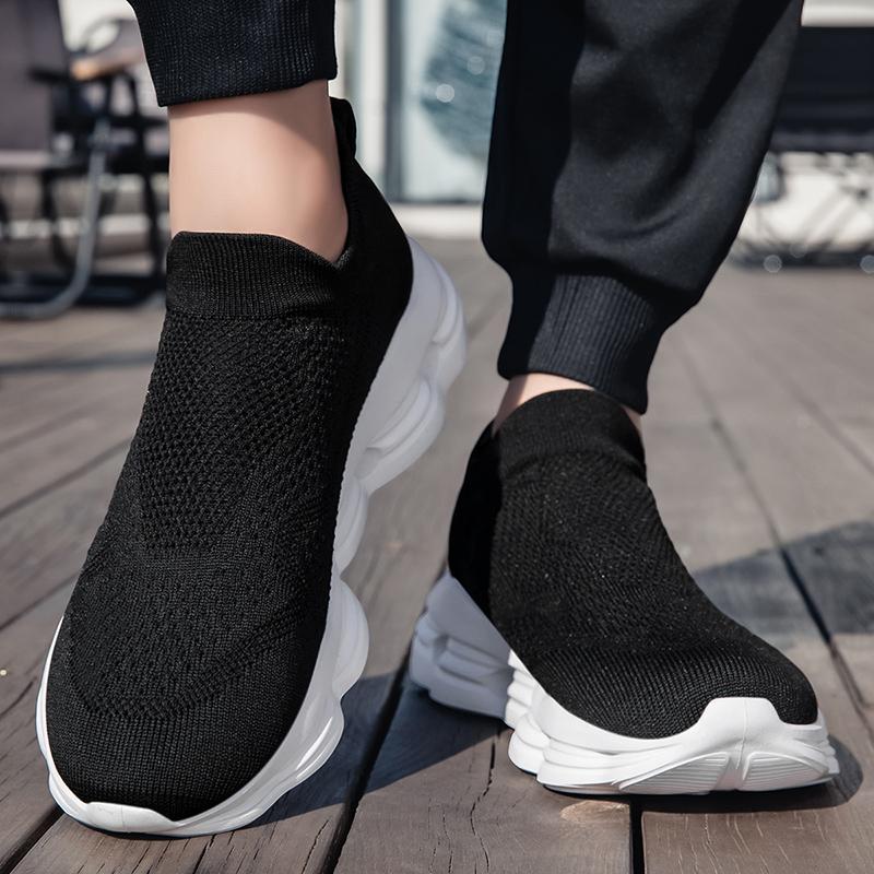 Women's Blue Black Khaki Sport Shoes Men Casual Lightweight Slip On Walking Socks Shoes Couple Jogging Sneakers