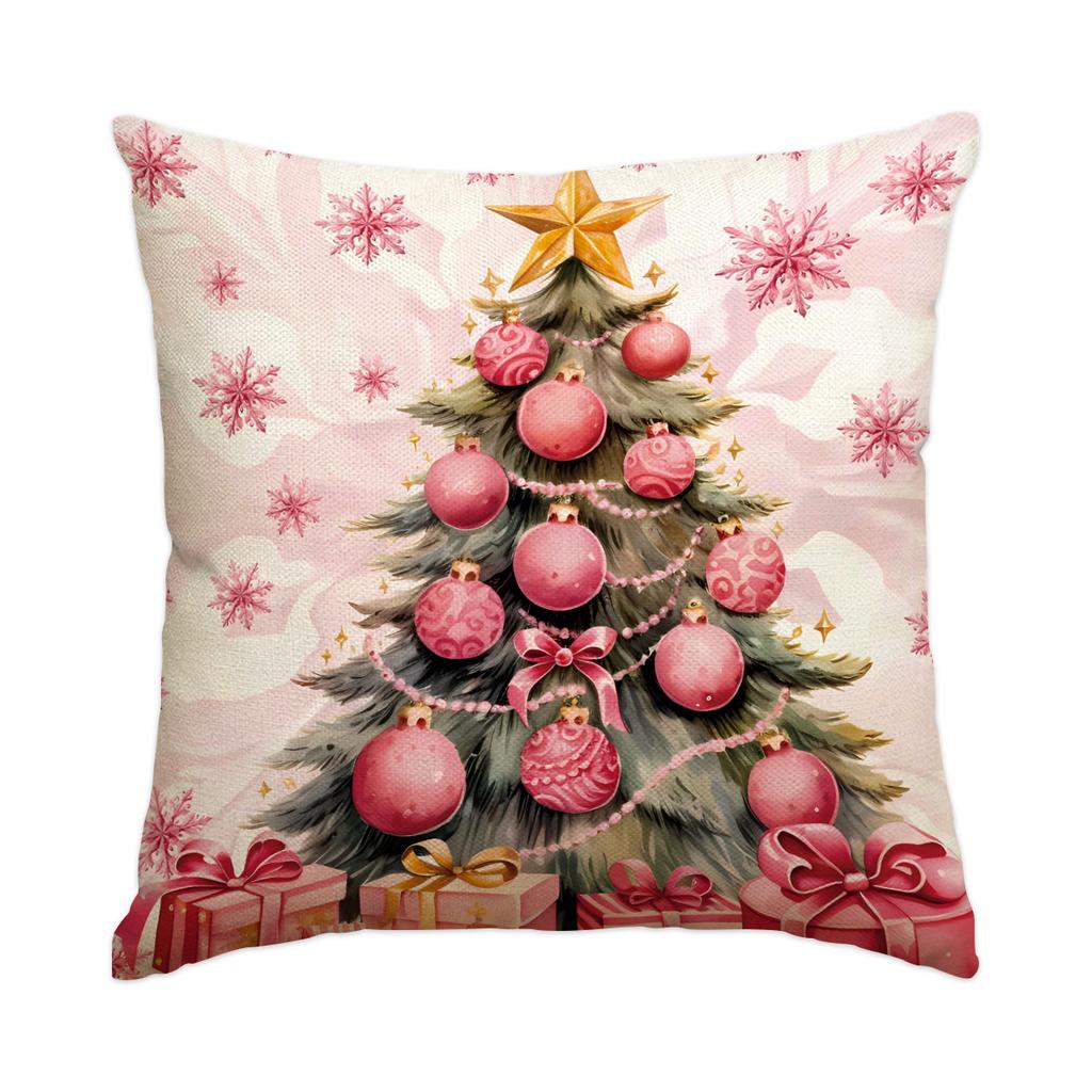 1 \ 4pcs Christmas Pillow Cover Snowman, Elderly, Printed Pattern Cushion Cover, Suitable for Room Living Room, (No Pillow Core)