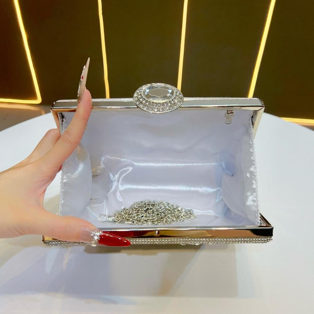 Evening Dress, Banquet Clutch, Diamond-encrusted Crossbody Bag, Elegant Single-shoulder Dinner Bag Casually