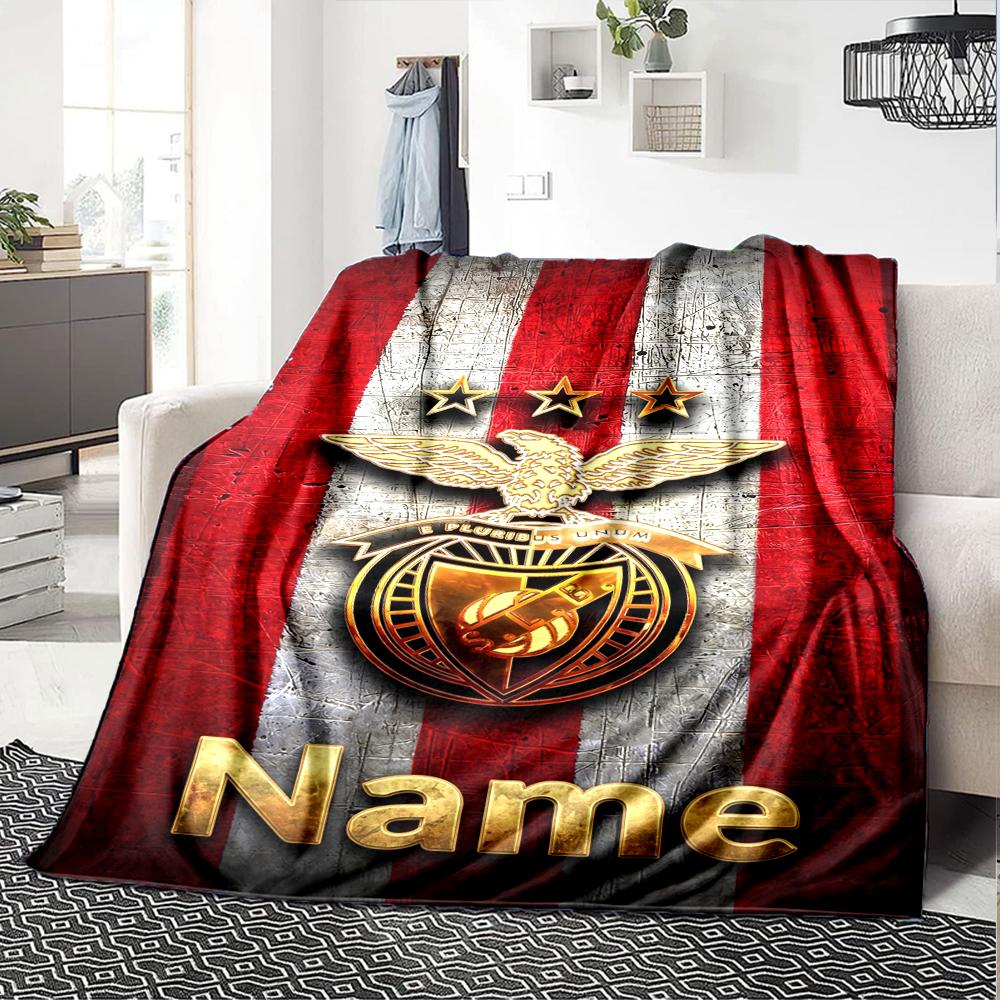 Custom Name Benfica Theme Printed Blanket Perfect For Couch Bed Travel Outdoor Use Machine Washable Cozy Durable