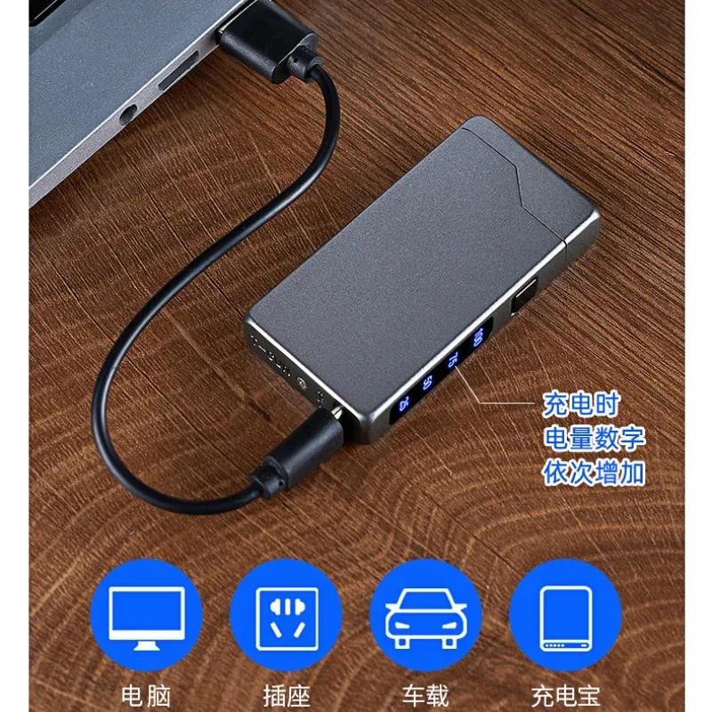 Home Multifunctional Dual Arc Windproof Cigarette Lighter Plasma Pulse Type-C Charging Men's Exquisite Small Gift