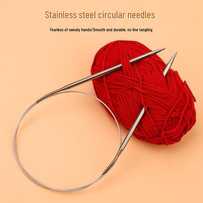 Zestaw okrągłych drutów dziewiarskich z wełny 23cm do swetrów i rękawów - Stal nierdzewna i bambus.