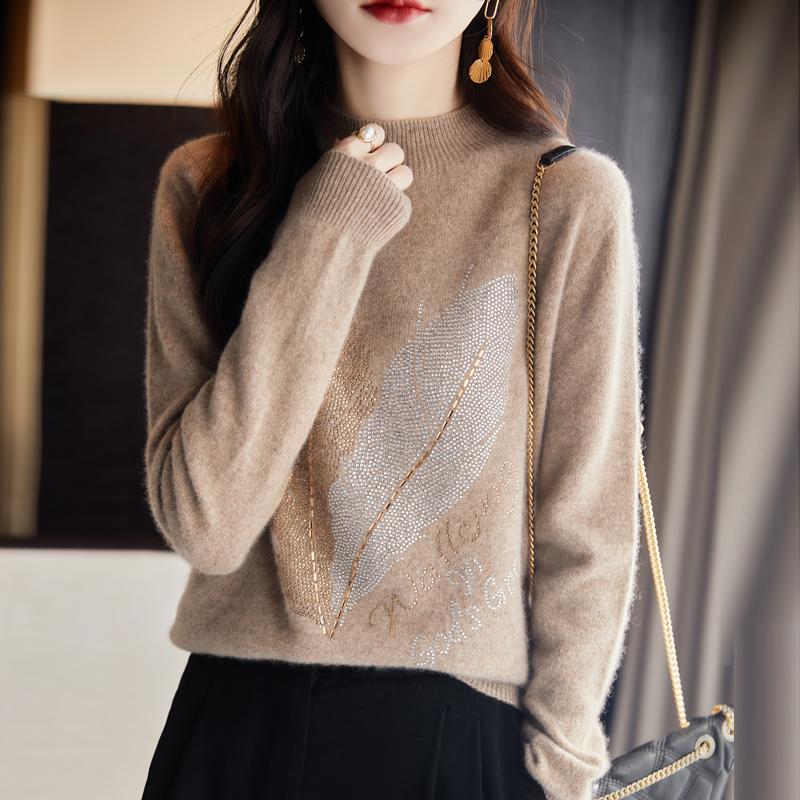 

Женский кашемировый свитер Qinghe кашемир 30% кашемир 70% шерсть осенне-зимний пуловер теплый и модный L коричневый