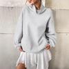 Women's Fleece-Lined Ribbed Turtleneck Sweatshirt Long Sleeve Casual Loose Pullover
