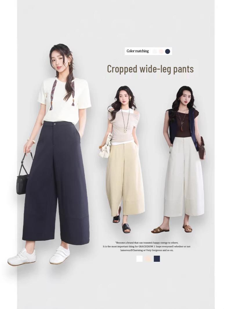 

Women s Titanium Cotton Wide-Leg Casual Pants - Spring/Summer 2026 Collection L (115-125 lbs) хаки